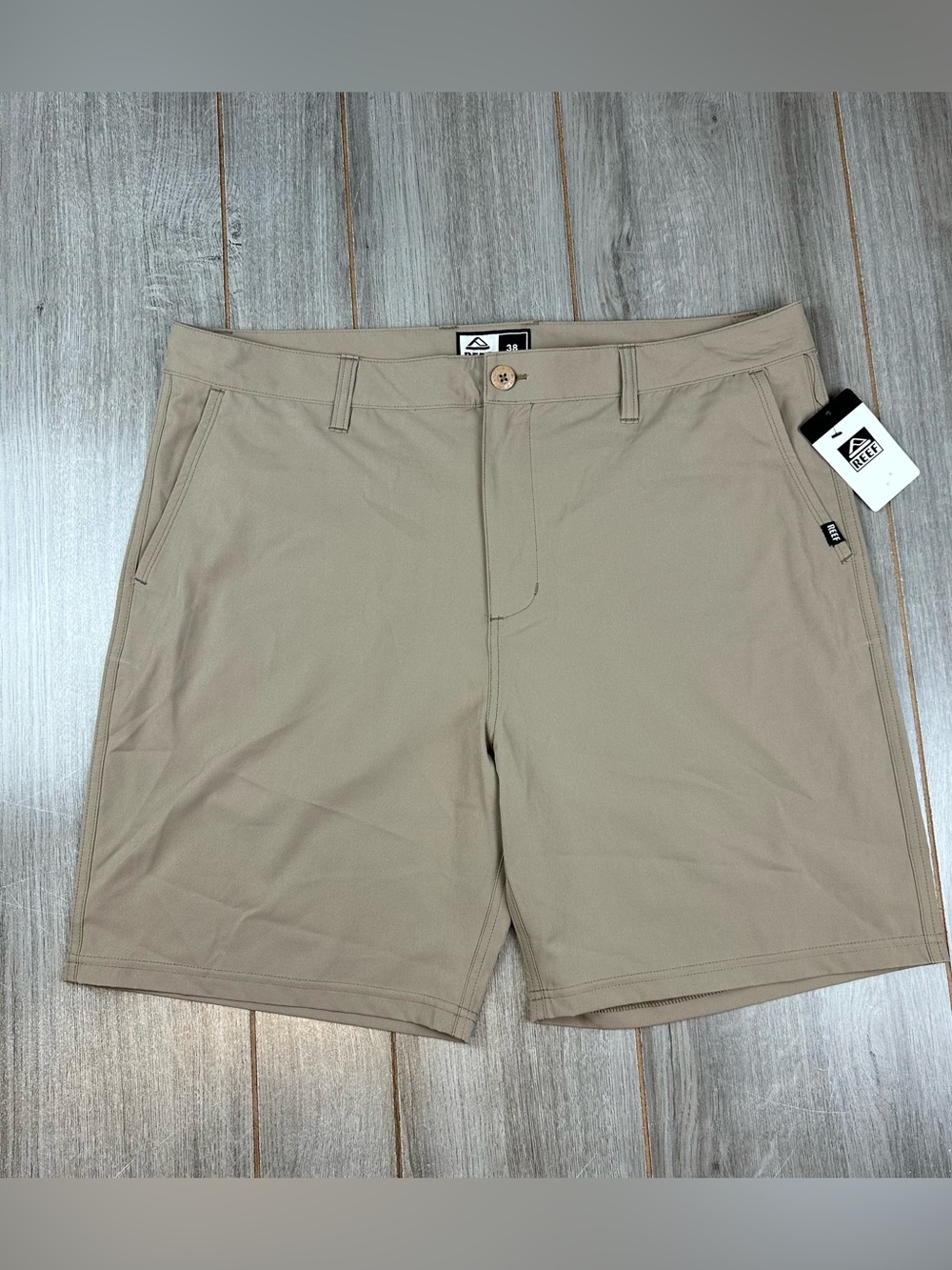 Reef Shorts 38 Hybrid Flat Front Beige Khaki NEW
